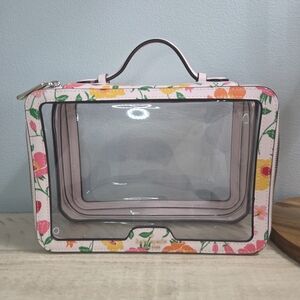 Kate Spade Madison Strawberry Garden Travel Transparent Cosmetic Case, EUC